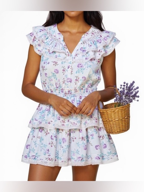 LoveShackFancy Dresses & Skirts - LoveShackFancy x Target Lavender and Blue Floral Lace-Trim Mini Dress - Size S